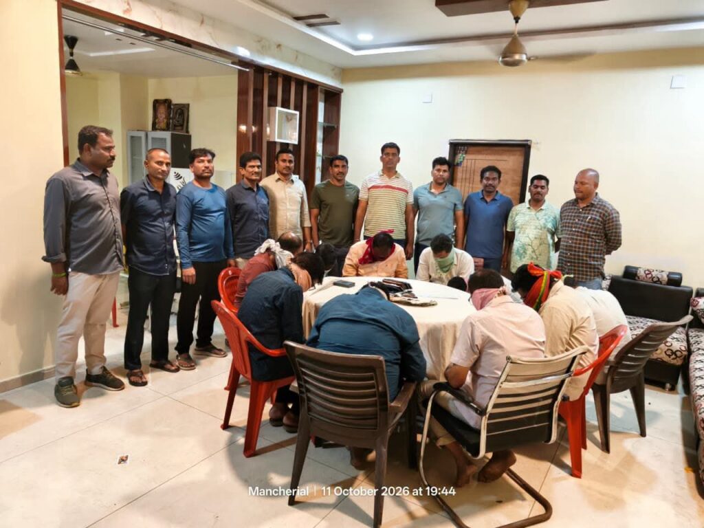 పేకాట స్థావరం పై టాస్క్‌ఫోర్స్, మంచిర్యాల టౌన్ పోలీసుల సంయుక్త దాడి..10 మంది అరెస్ట్ ,రూ.40,840 నగదు, సెల్‌ఫోన్లు,ద్విచక్ర వాహనాలు స్వాధీనం.